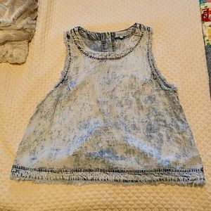 Fringe Jean Tank Top - Light Wash